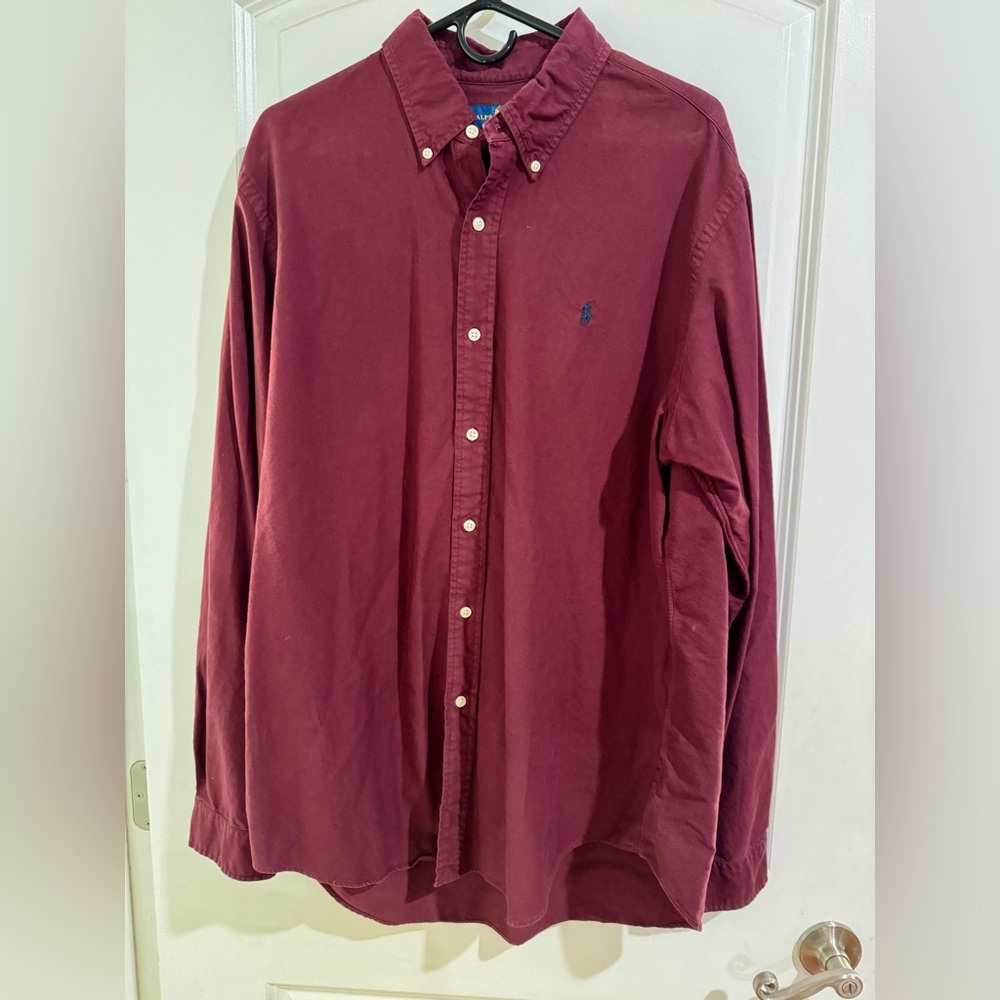 Ralph Lauren Men's Maroon Button Down Shirt